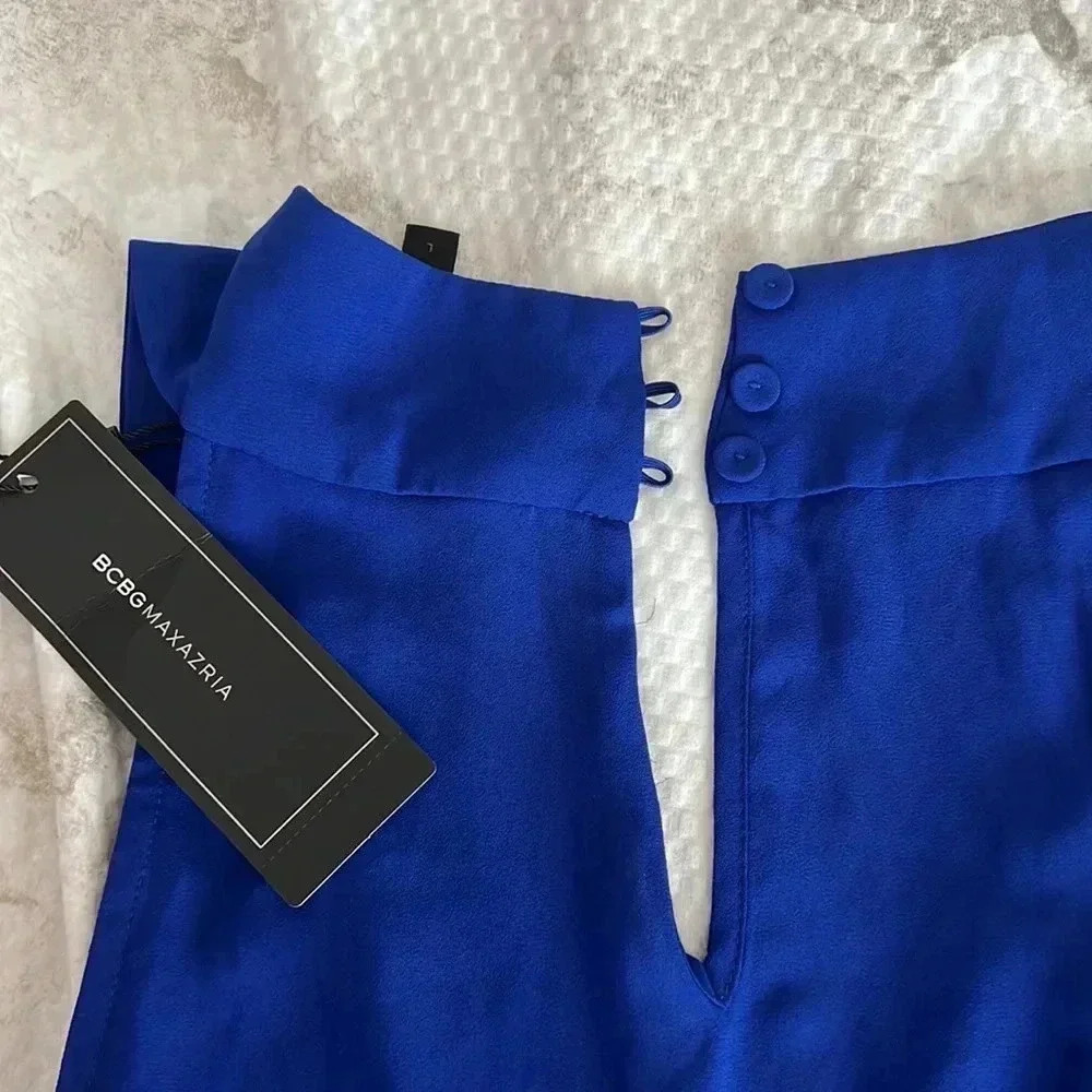 BCBG Maxazria Thalia Royal Blue Sleeveless V-neck Romper Size L - Picture 7 of 7